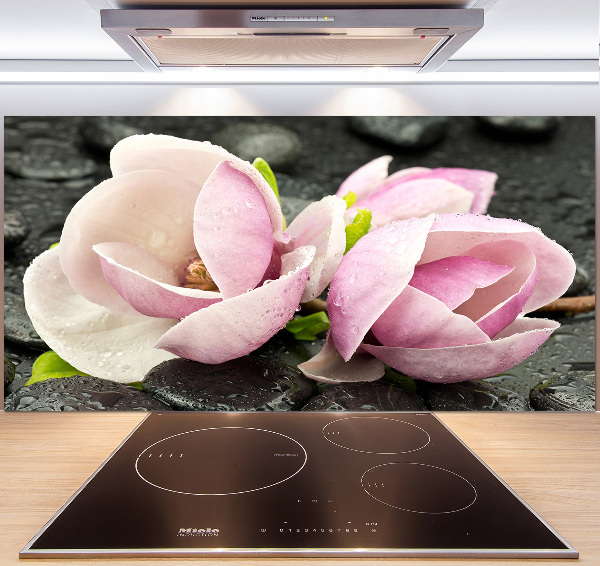 Platte für Küchenrückwand Magnolien-Zen-Stein