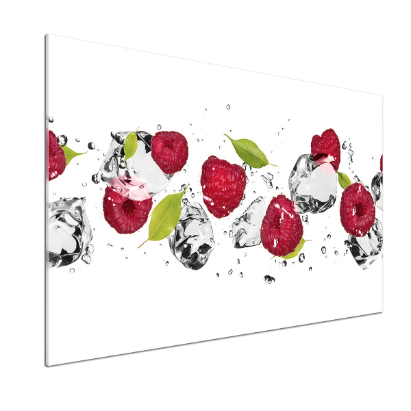 Glasrückwand für die küche Himbeere und Wasser