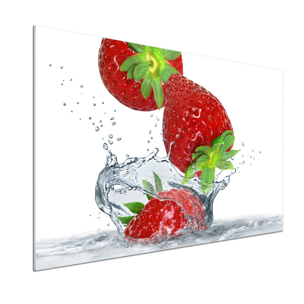 Platte für Küchenrückwand Erdbeeren und Wasser