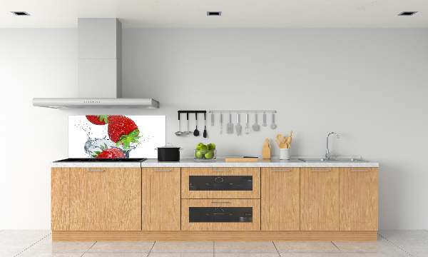 Platte für Küchenrückwand Erdbeeren und Wasser