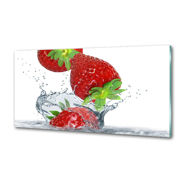 Platte für Küchenrückwand Erdbeeren und Wasser