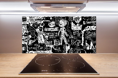 Glasrückwand für die küche Graffiti