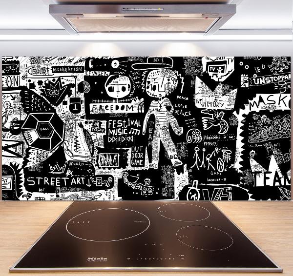 Glasrückwand für die küche Graffiti
