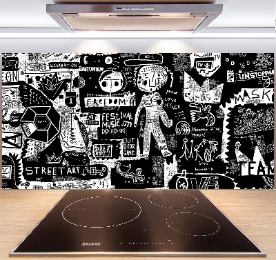 Glasrückwand für die küche Graffiti