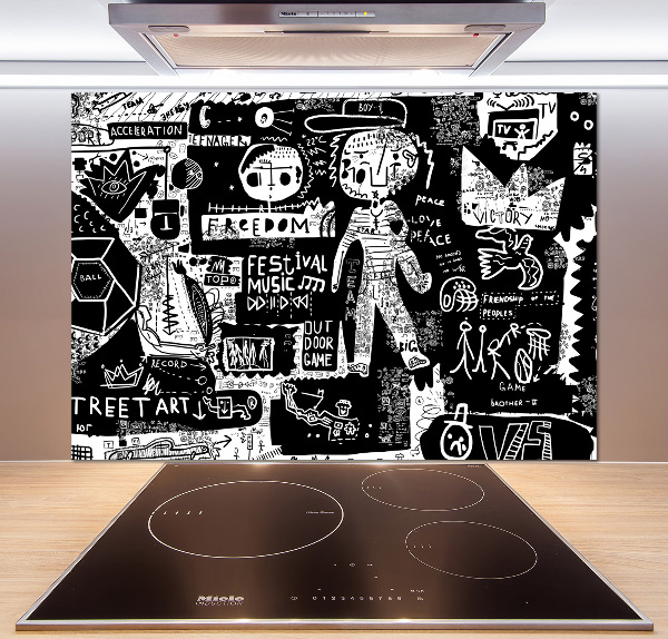 Glasrückwand für die küche Graffiti