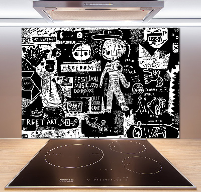 Glasrückwand für die küche Graffiti