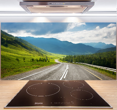 Glasrückwand für die küche Straße in den Bergen