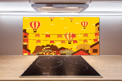 Glasrückwand für die küche Ballons über der Stadt