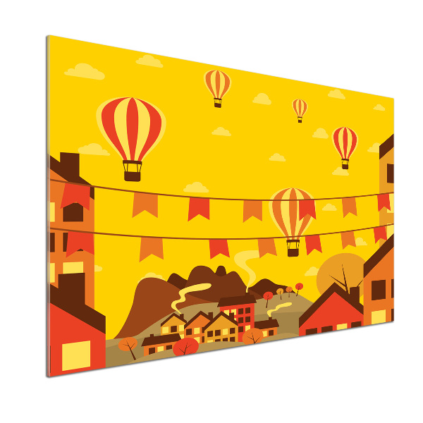 Glasrückwand für die küche Ballons über der Stadt