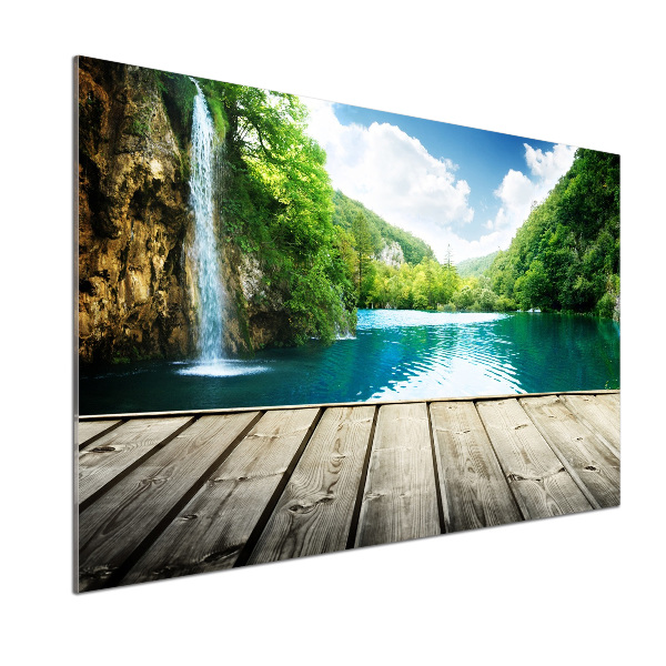 Glasrückwand für die küche Wasserfall im Wald