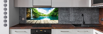 Glasrückwand für die küche Wasserfall im Wald