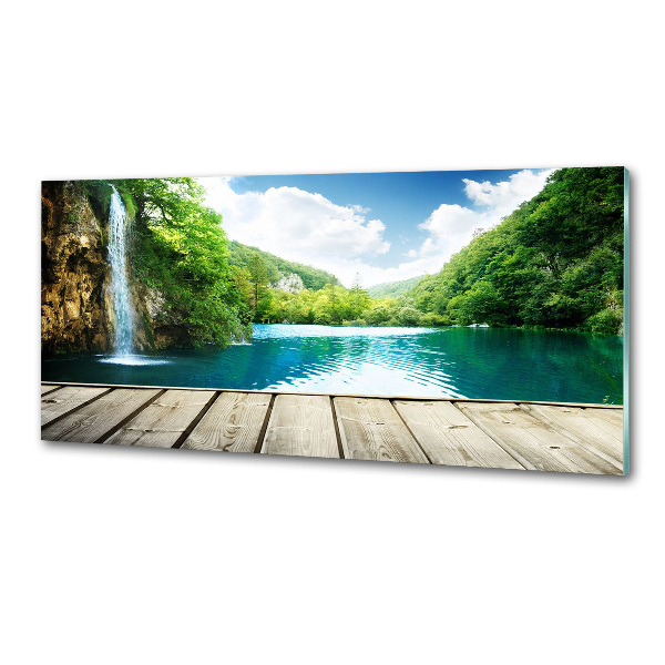 Glasrückwand für die küche Wasserfall im Wald