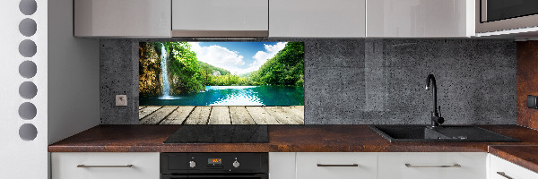 Glasrückwand für die küche Wasserfall im Wald