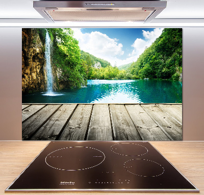 Glasrückwand für die küche Wasserfall im Wald