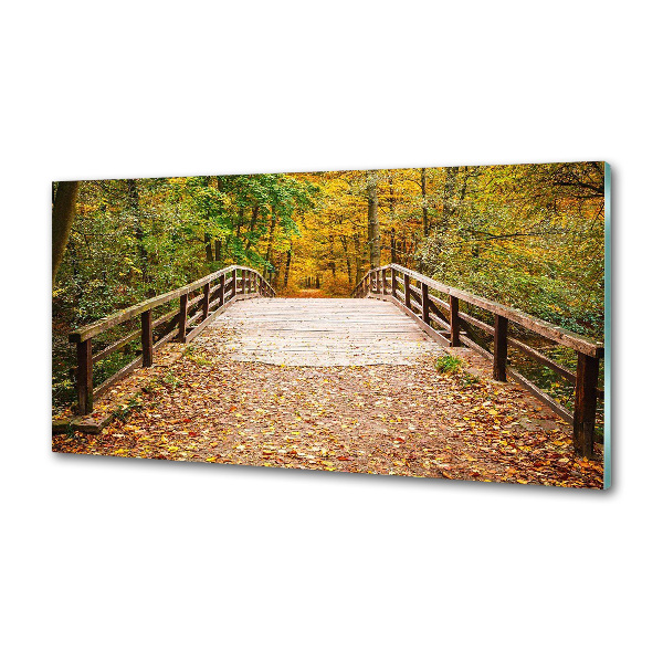 Küchen wandpaneel Brücke im Herbstwald