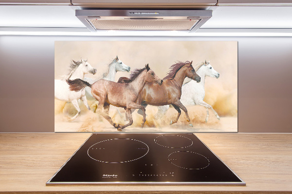 Glasrückwand für die küche Pferde im Galopp