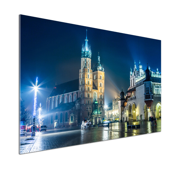 Glasrückwand für die küche Krakau bei Nacht