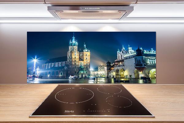 Glasrückwand für die küche Krakau bei Nacht