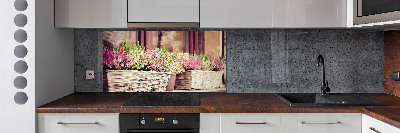 Glasrückwand für die küche Lavendel im Topf