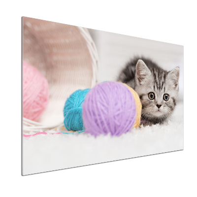 Platte für Küchenrückwand Katze mit Garnknäueln