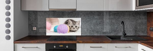 Platte für Küchenrückwand Katze mit Garnknäueln