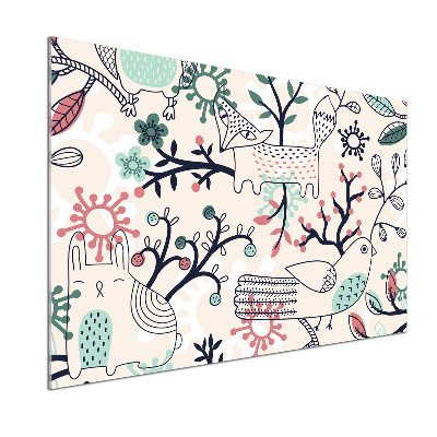 Platte für Küchenrückwand Tiere und Blumen