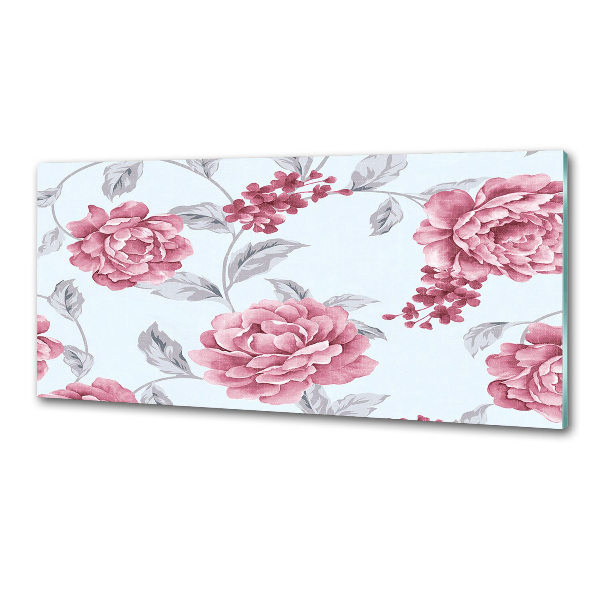 Glasrückwand für die küche Pfingstrosen