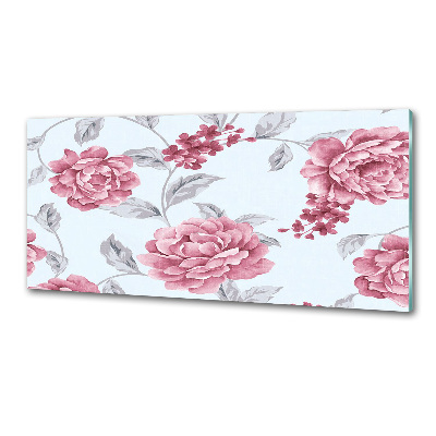 Glasrückwand für die küche Pfingstrosen