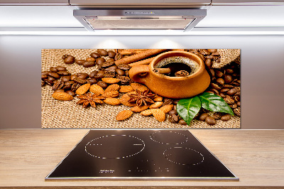 Küchen wandpaneel Kaffeebohnen und eine Tasse