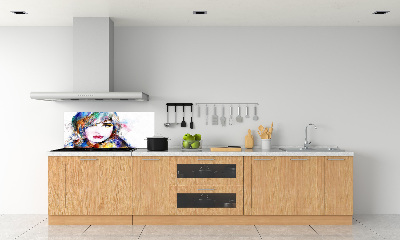 Glasrückwand für die küche Frauengesicht