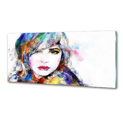 Glasrückwand für die küche Frauengesicht