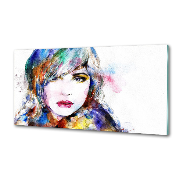 Glasrückwand für die küche Frauengesicht