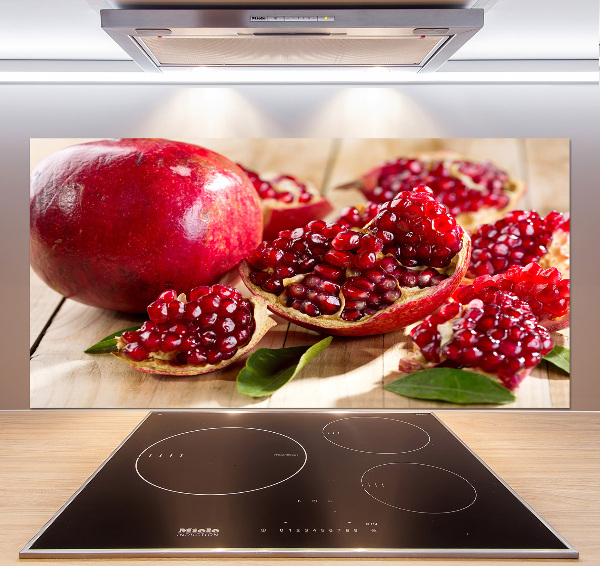 Glasrückwand für die küche Granatapfel mit Blättern