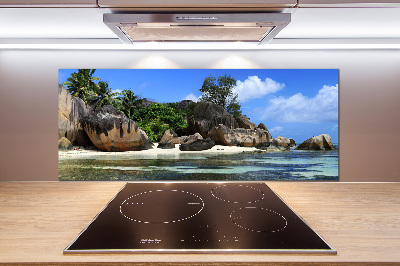 Glasrückwand für die küche Seychellen-Panorama