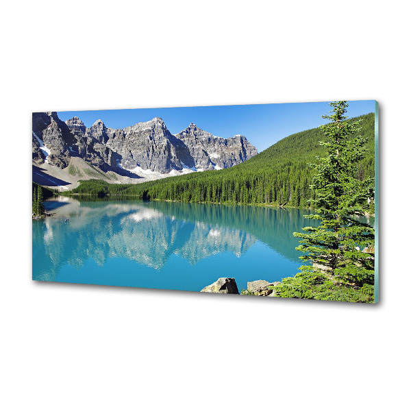 Glasrückwand für die küche See in den Bergen