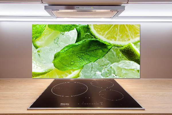 Glasrückwand für die küche Limette mit Eis
