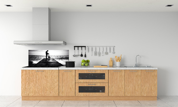 Glasrückwand für die küche Gitarrist auf dem Pier