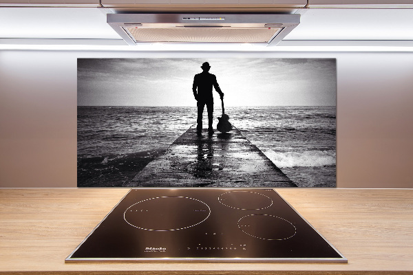 Platte für Küchenrückwand Gitarrist auf dem Pier