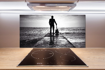 Platte für Küchenrückwand Gitarrist auf dem Pier