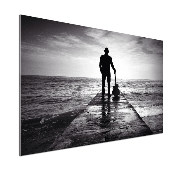 Platte für Küchenrückwand Gitarrist auf dem Pier