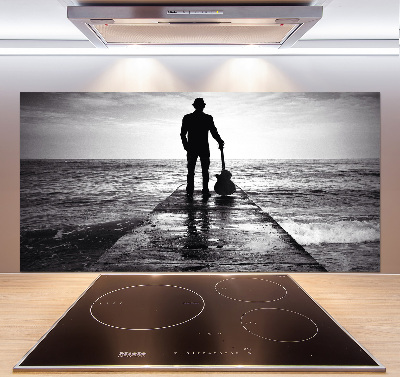 Platte für Küchenrückwand Gitarrist auf dem Pier