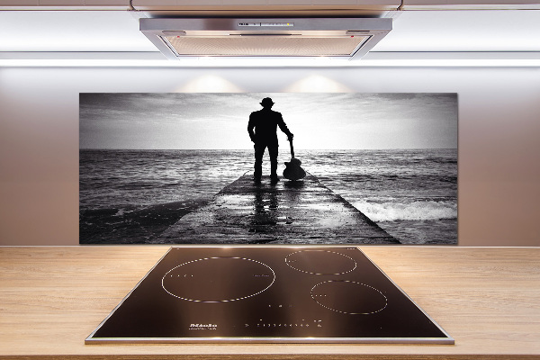 Platte für Küchenrückwand Gitarrist auf dem Pier