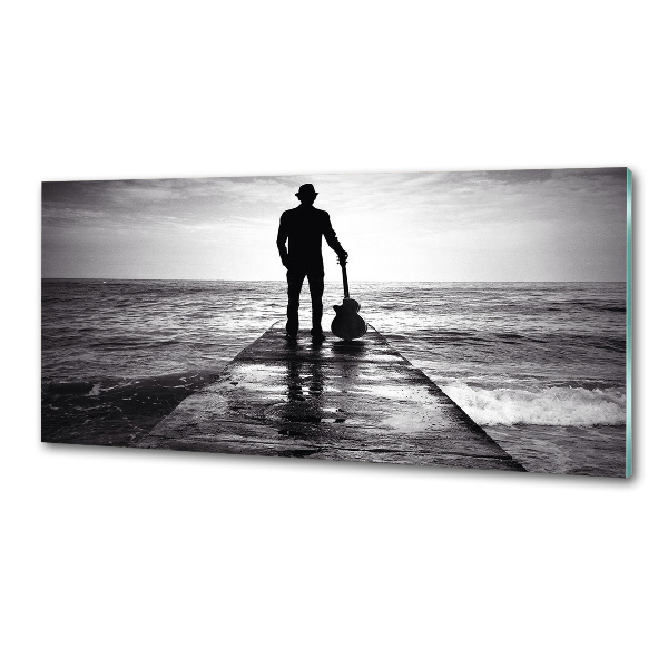 Platte für Küchenrückwand Gitarrist auf dem Pier