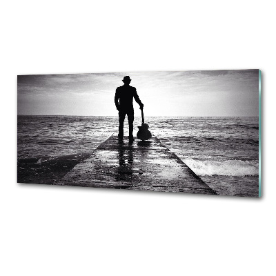 Platte für Küchenrückwand Gitarrist auf dem Pier