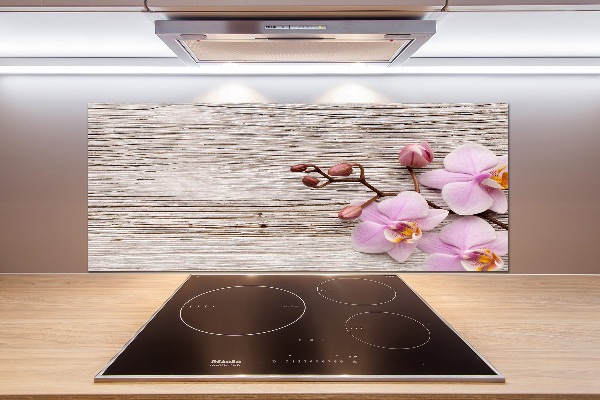 Küchen wandpaneel Orchidee auf Holz