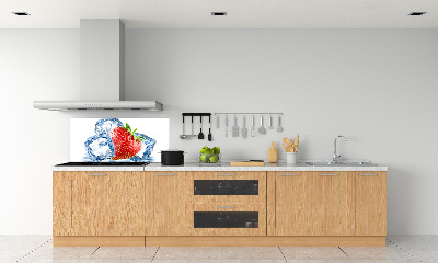 Glasrückwand für die küche Erdbeere mit Eis