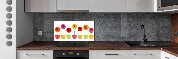 Glasrückwand für die küche Bunte Gerbera
