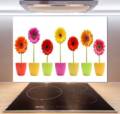 Glasrückwand für die küche Bunte Gerbera