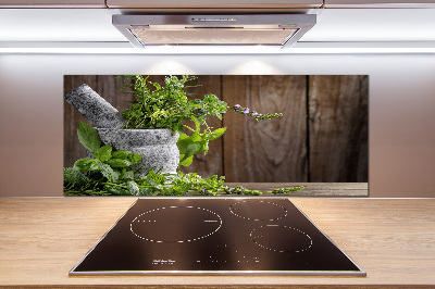 Platte für Küchenrückwand Kräuter im Mörser