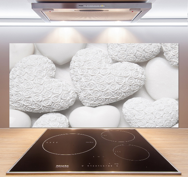 Glasrückwand für die küche Weißer Herz-Hintergrund